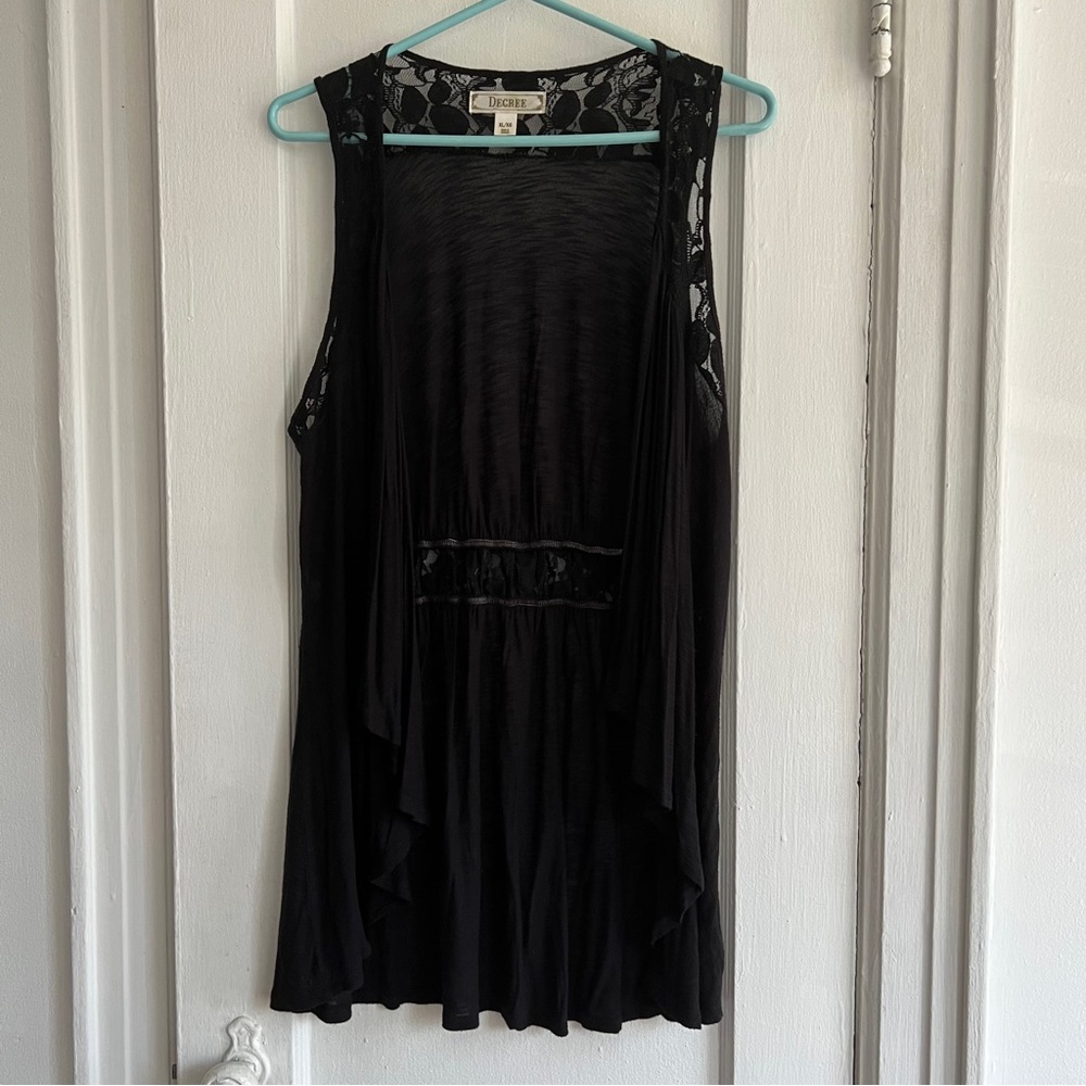 Decree Black Lace Trim Shawl